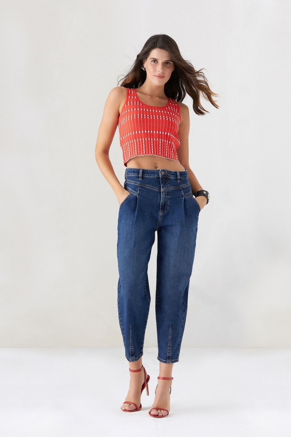 Lacivert Baggy Kadın Jean Pantolon