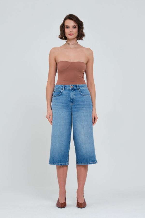 Mavi Kadın Bermuda Kot Şort