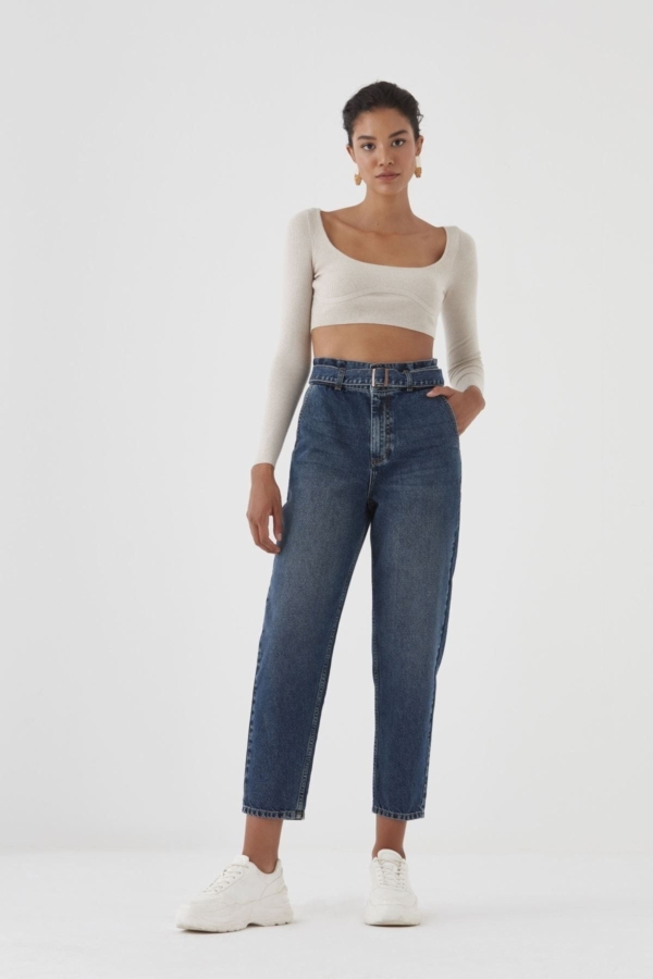 Lacivert Cıgarette Kadın Jean Pantolon