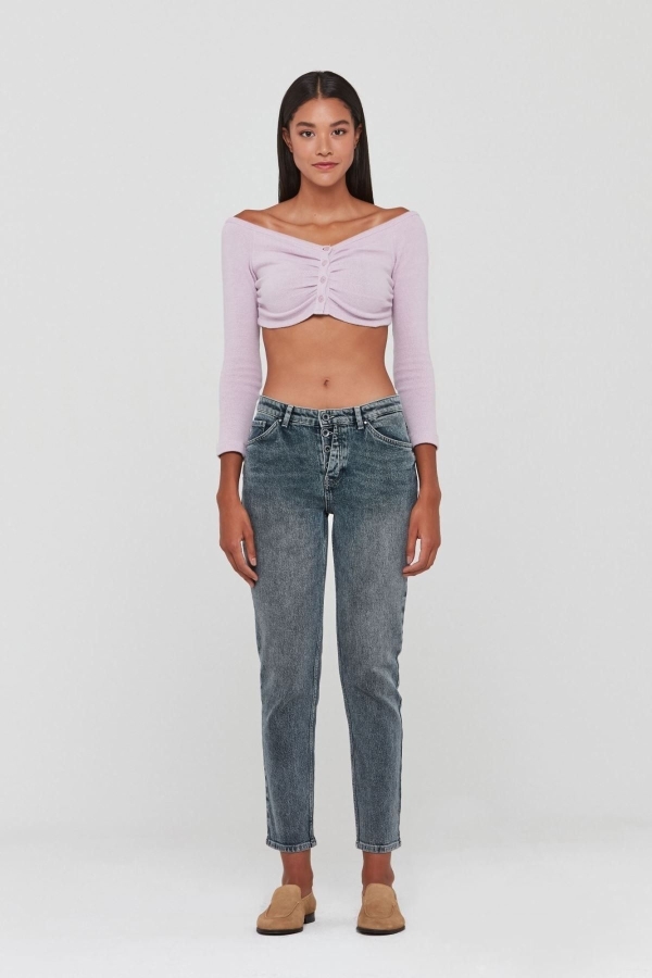 Gri Cıgarette Kadın Jean Pantolon