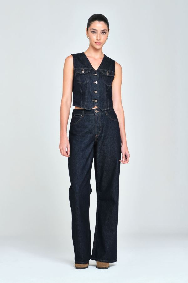 Lacivert Kadın Denım Yelek