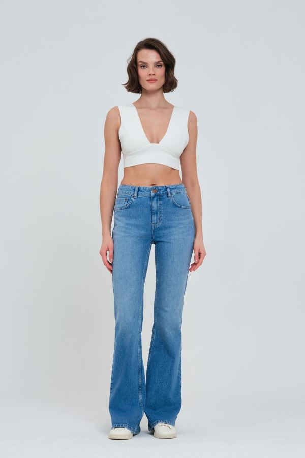 Mavi Flared Kadın Jean Pantolon