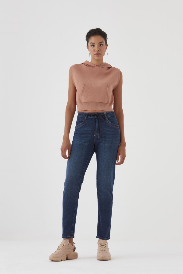 Lacivert Jogger Kadın Jean Pantolon