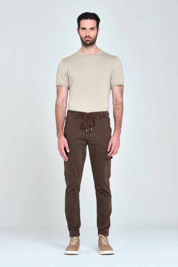 Kahverengi Jogger Erkek Jean Pantolon