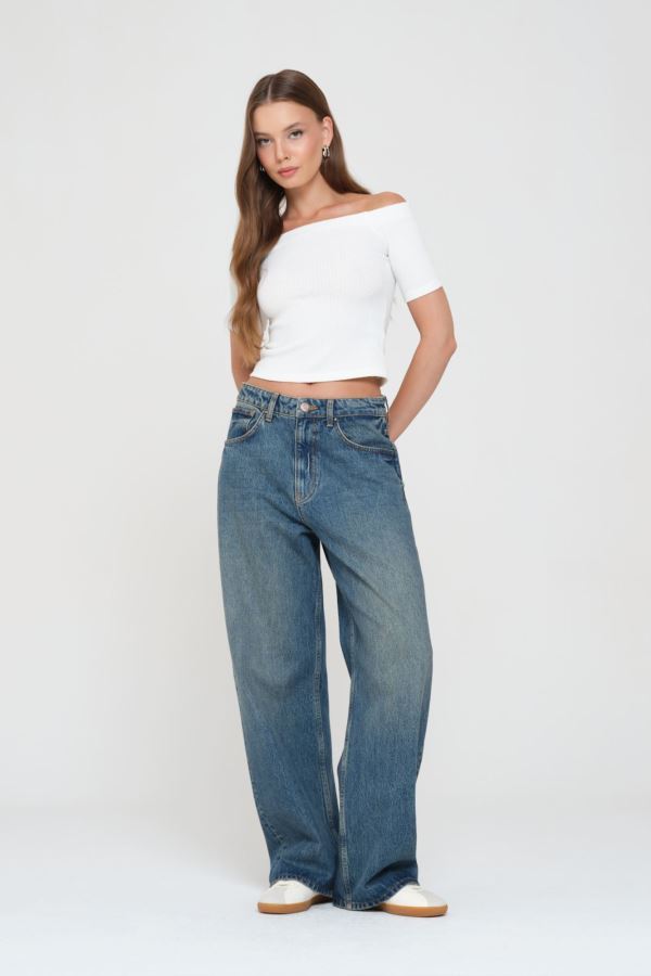 Mavi Loose Baggy Kadın Jean Pantolon