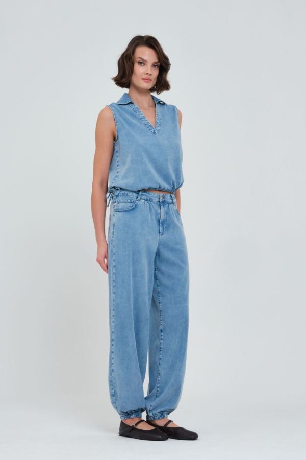 Mavi Loose Baggy Kadın Jean Pantolon