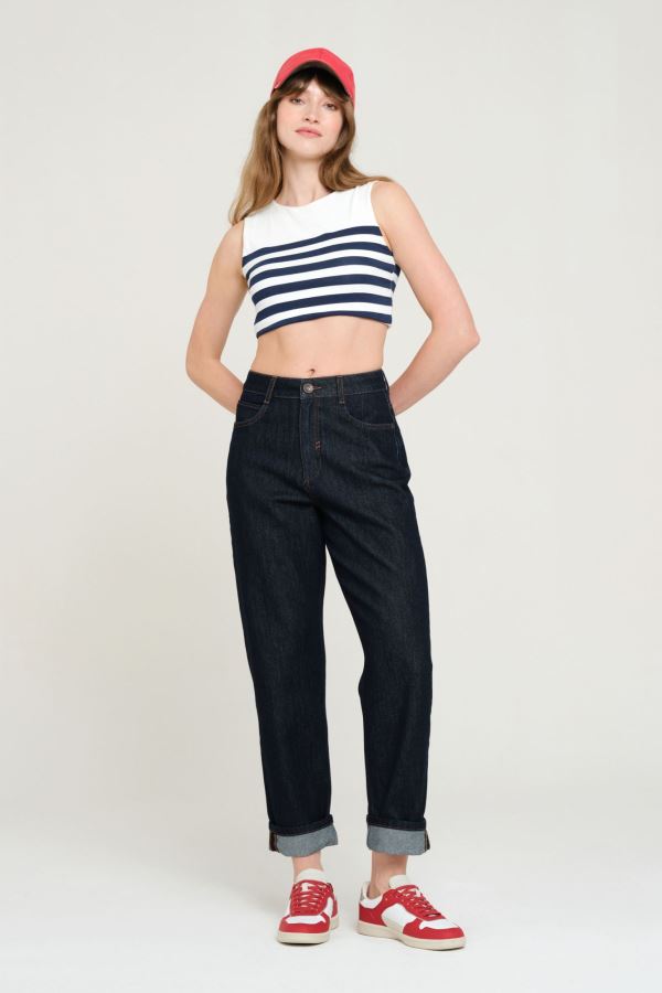 Lacivert Loose Kadın Jean Pantolon