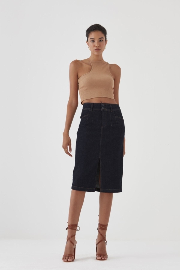 Lacivert Kadın Kot Jean Etek