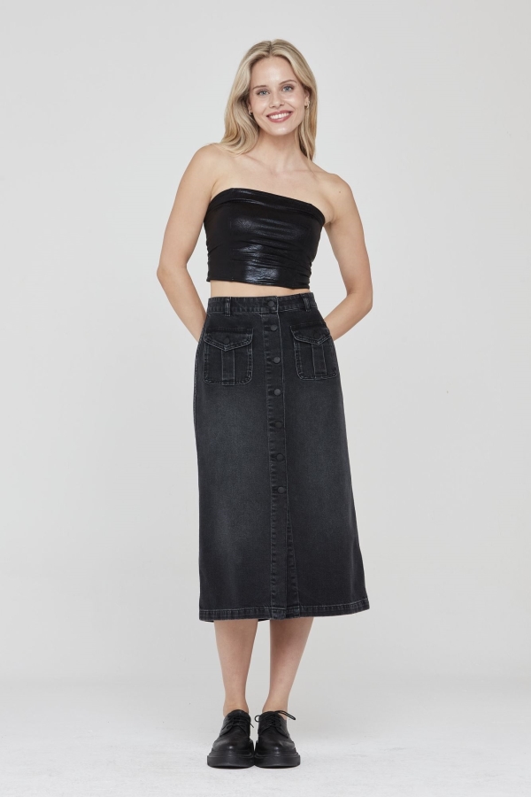 Gri Kadın Kot Jean Etek