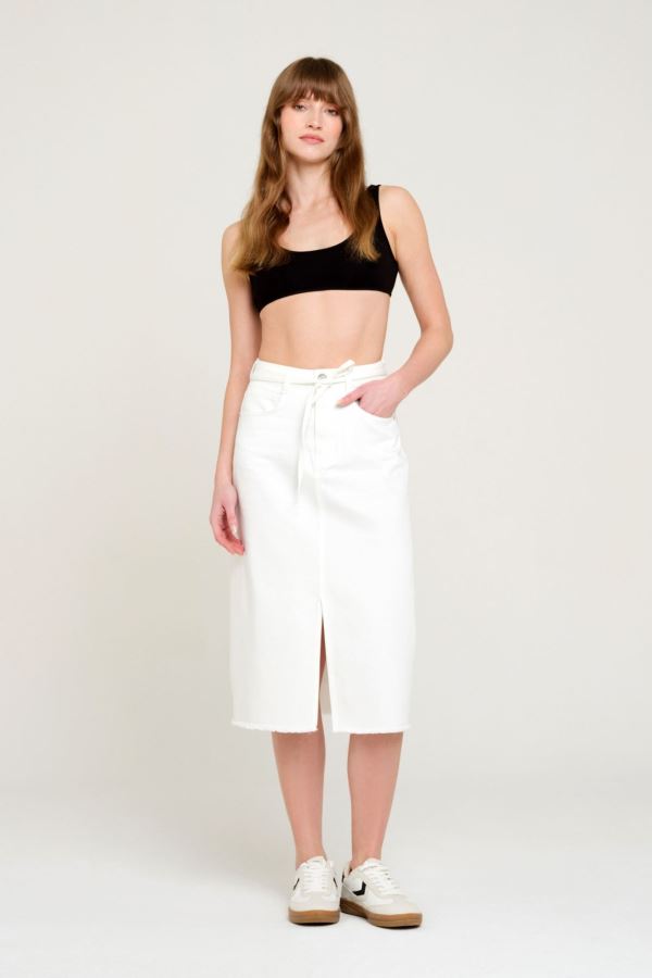 Beyaz Kadın Jean Etek