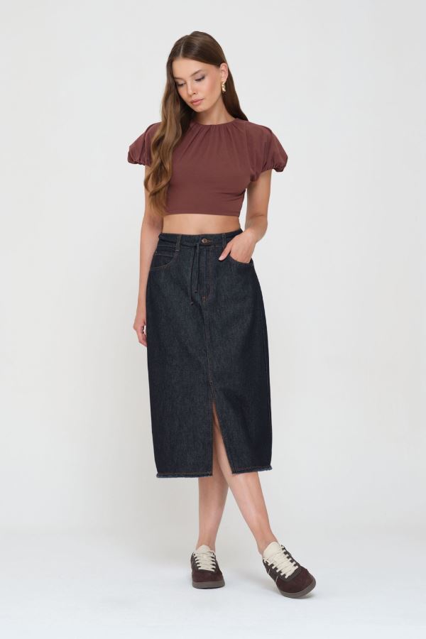 Lacivert Kadın Jean Etek