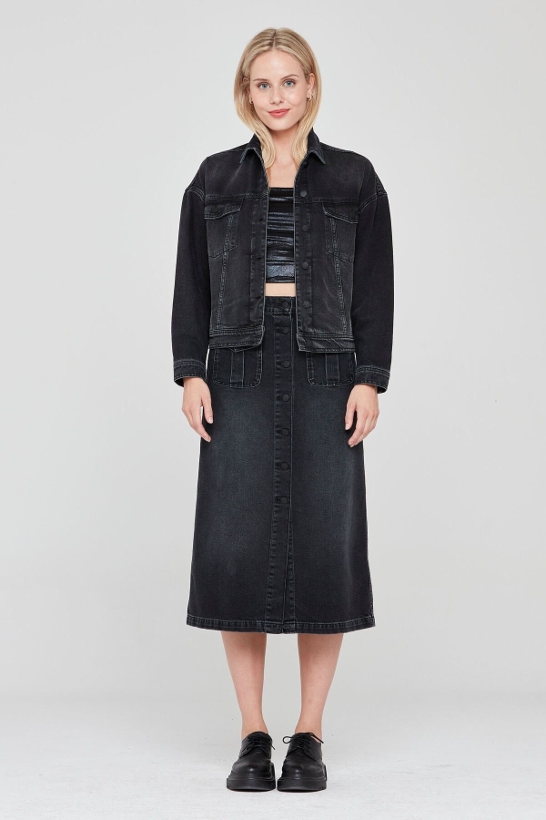 Gri Kadın Jean Ceket