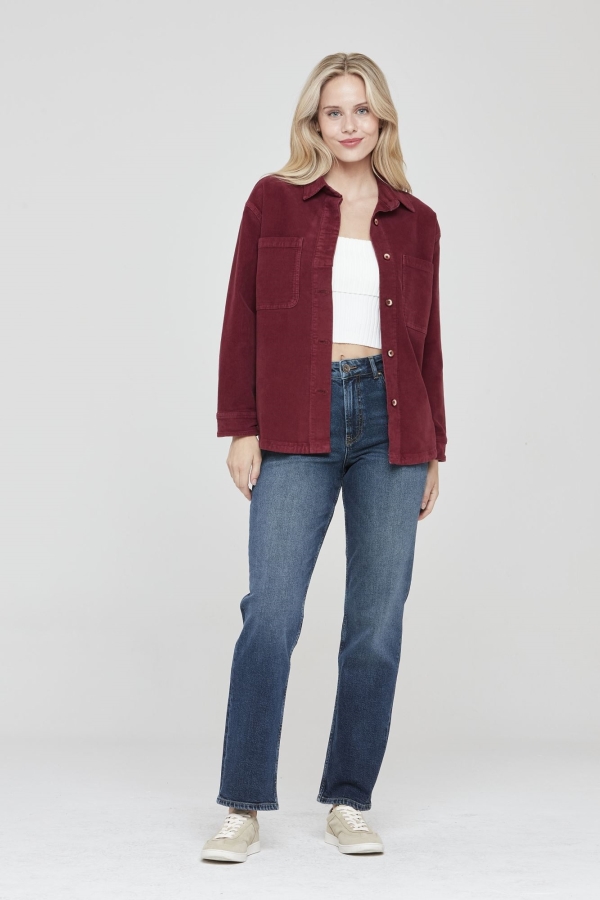 Bordo Kadın Jean Ceket