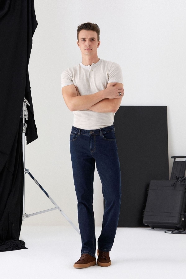 Lacivert Regular Straıght Erkek Jean Pantolon