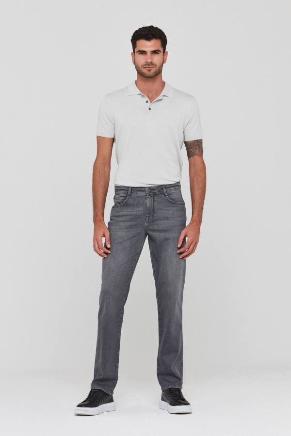 Gri Regular Straıght Erkek Jean Pantolon