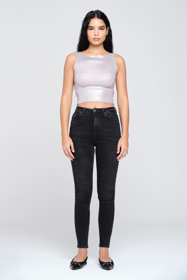 Gri Skınny Kadın Jean Pantolon