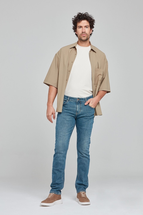 Yeşil Slım Straıght Erkek Jean Pantolon