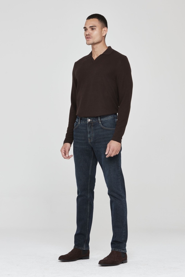 Lacivert Slım Straıght Erkek Jean Pantolon