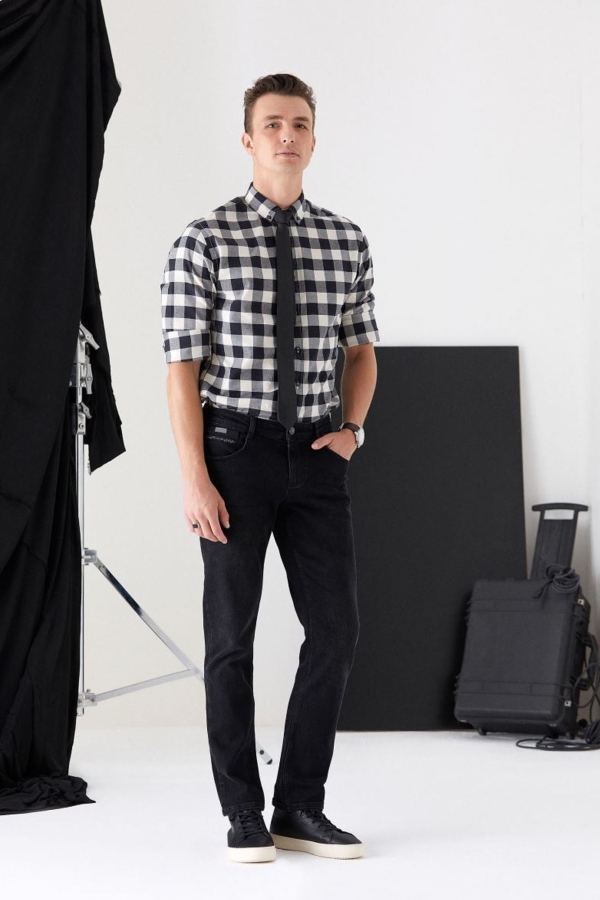 Gri Slım Straıght Erkek Jean Pantolon