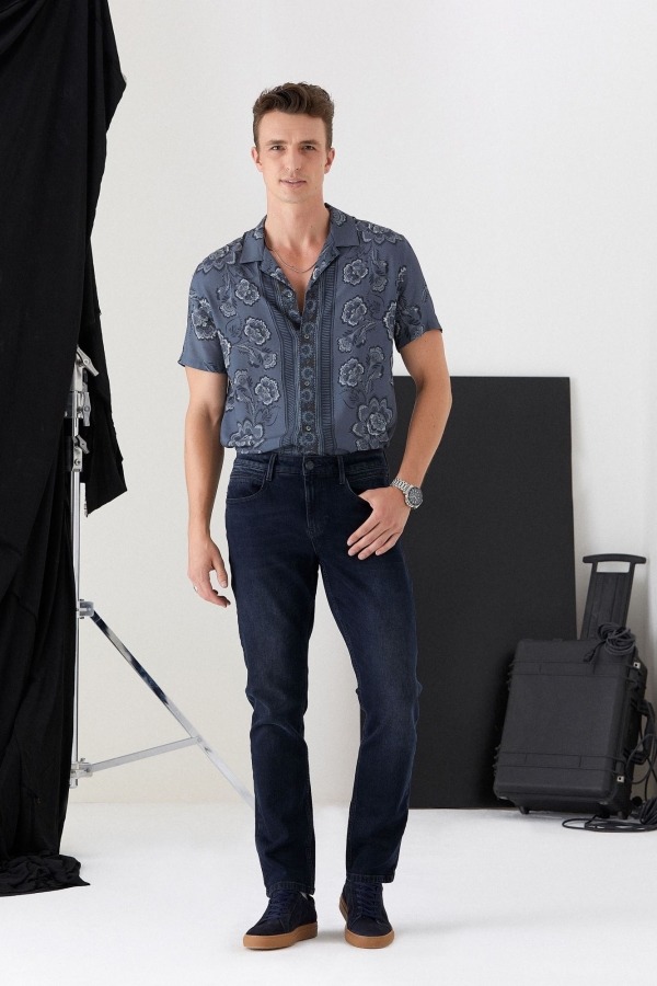 Lacivert Slım Straıght Erkek Jean Pantolon