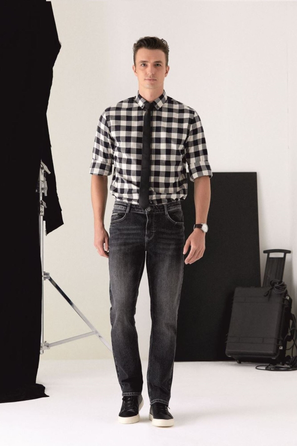 Gri Slım Straıght Erkek Jean Pantolon