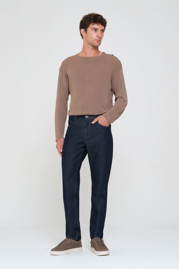 Lacivert Slım Tapered Erkek Jean Pantolon