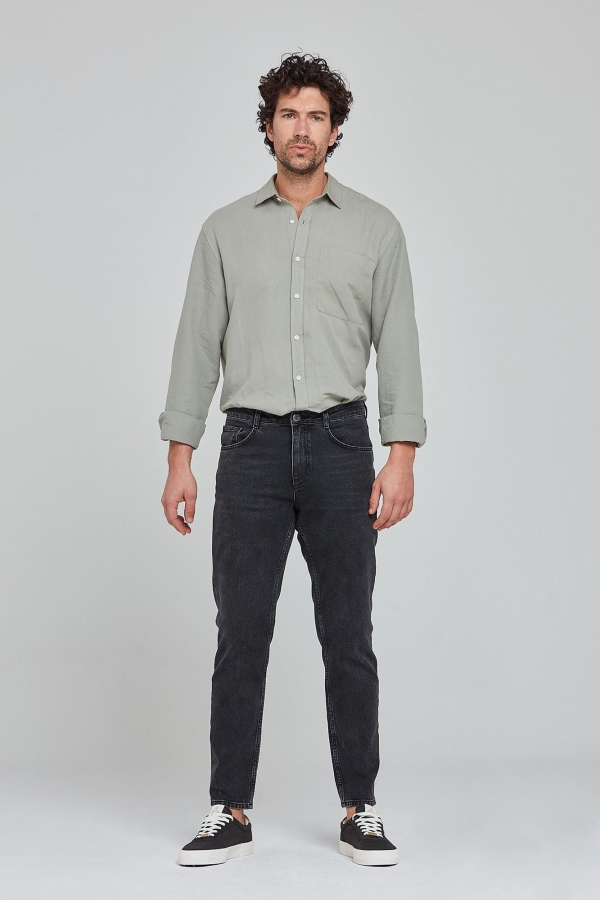 Siyah Slım Tapered Erkek Jean Pantolon