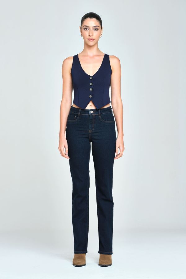 Lacivert Straıght Kadın Jean Pantolon
