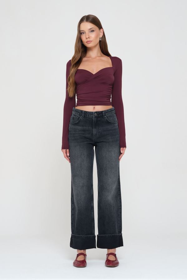 Gri Straıght Kadın Jean Pantolon