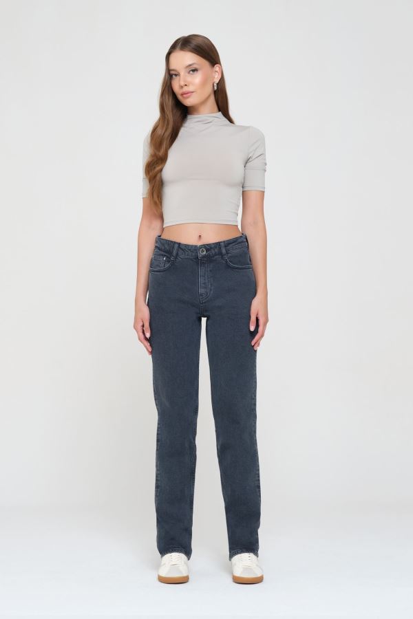 Siyah Straıght Kadın Jean Pantolon