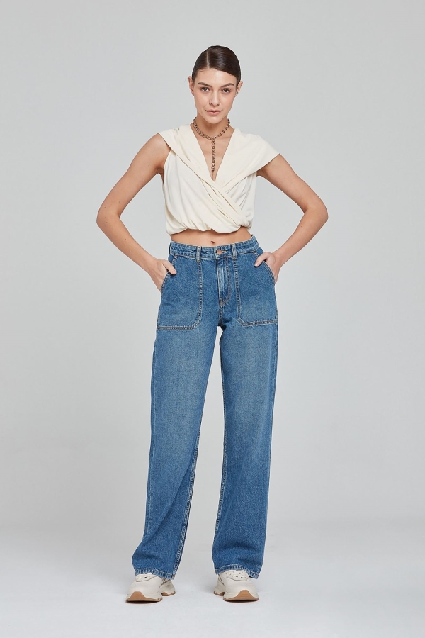 Mavi Wıde Leg Worker Kadın Jean Pantolon